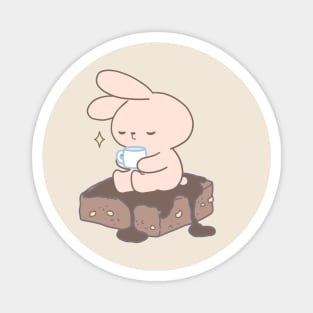 Sweet Serenity: Cute Bunny sit on Bunichoco Brownies Magnet